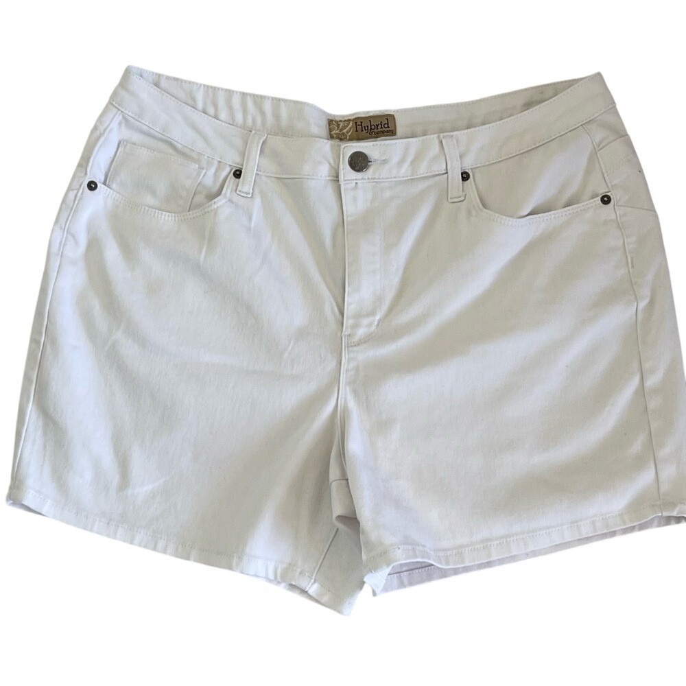 Hybrid & Company Womens White Denim Bermuda Jean Shorts‎ Butt Lifter Size 20